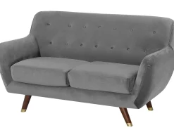Online Sofa dla 2 osób BODO Welur Szary Sofy Tapicerowane|Sofy Dwuosobowe