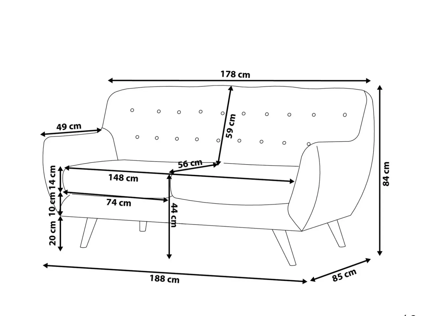 Best Sofa dla 3 osób BODO Welur Szary Sofy Tapicerowane|Kolekcje Sof