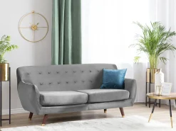 Best Sofa dla 3 osób BODO Welur Szary Sofy Tapicerowane|Kolekcje Sof