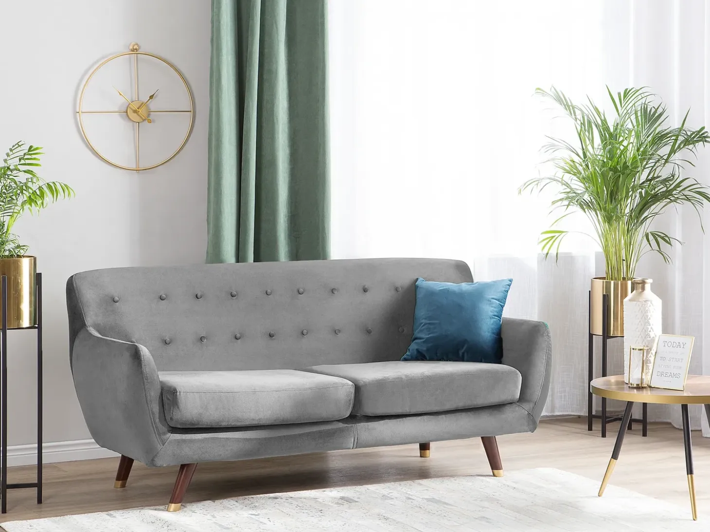 Best Sofa dla 3 osób BODO Welur Szary Sofy Tapicerowane|Kolekcje Sof