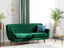 Clearance Sofa dla 3 osób BODO Welur Szmaragdowy Sofy Tapicerowane|Kolekcje Sof