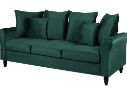 New Sofa dla 3 osób BORNHOLM Welur Ciemnozielony Sofy Tapicerowane|Wszystkie Sofy