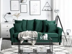 New Sofa dla 3 osób BORNHOLM Welur Ciemnozielony Sofy Tapicerowane|Wszystkie Sofy