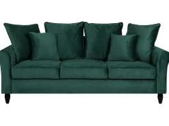New Sofa dla 3 osób BORNHOLM Welur Ciemnozielony Sofy Tapicerowane|Wszystkie Sofy