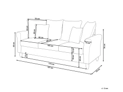 New Sofa dla 3 osób BORNHOLM Welur Sofy Tapicerowane|Wszystkie Sofy