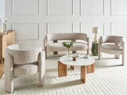 Best Sofa dla 2 osób BUREA Szenil Jasno Sofy Tapicerowane|Sofy Dwuosobowe