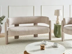 Best Sofa dla 2 osób BUREA Szenil Jasno Sofy Tapicerowane|Sofy Dwuosobowe
