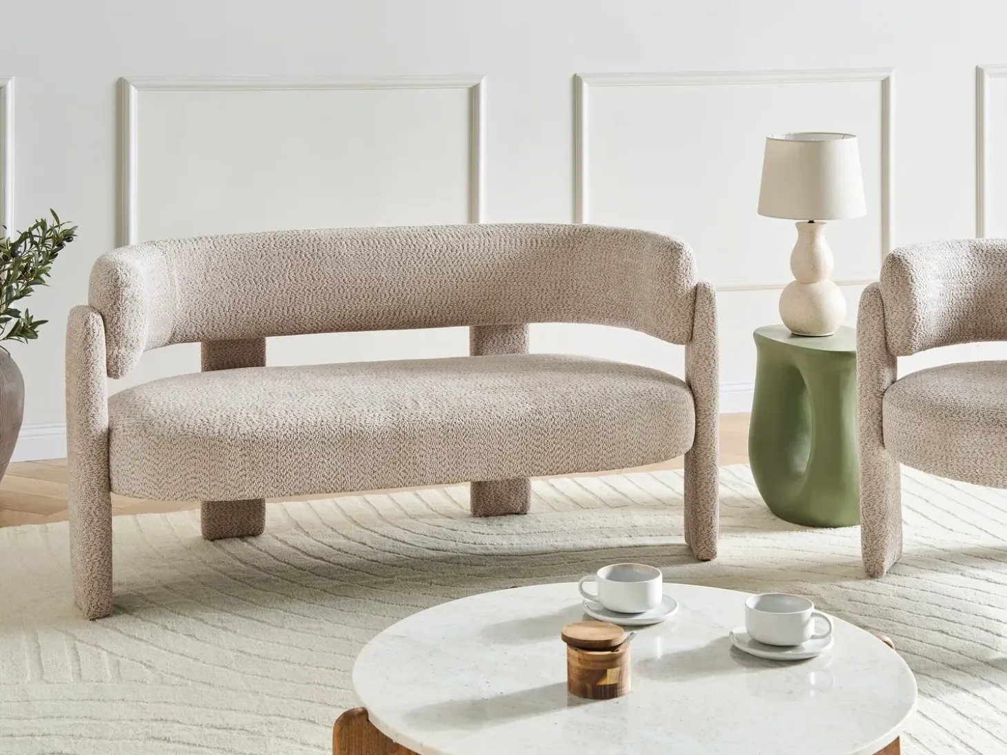 Best Sofa dla 2 osób BUREA Szenil Jasno Sofy Tapicerowane|Sofy Dwuosobowe