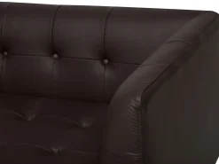 Best Sofa dla 3 osób BYSKE Skóra naturalna Ciemno Sofy Skórzane|Sofy Trzyosobowe