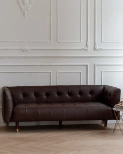 Best Sofa dla 3 osób BYSKE Skóra naturalna Ciemno Sofy Skórzane|Sofy Trzyosobowe