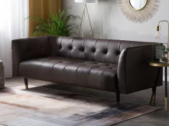 Best Sofa dla 3 osób BYSKE Skóra naturalna Ciemno Sofy Skórzane|Sofy Trzyosobowe