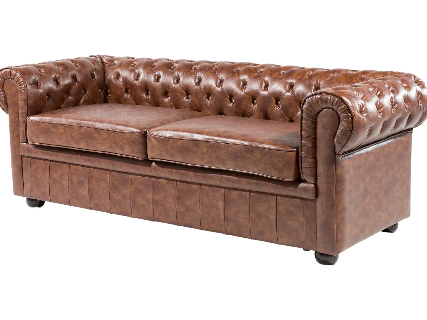Hot Sofa dla 3 osób CHESTERFIELD Ekoskóra Złoty brąz Kolekcje Sof|Sofy Skórzane