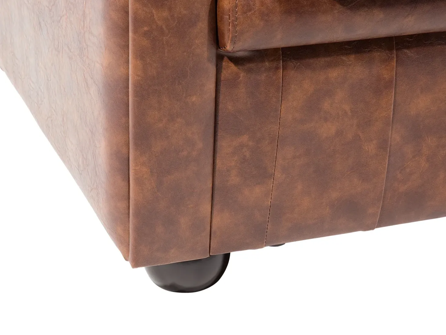 Hot Sofa dla 3 osób CHESTERFIELD Ekoskóra Złoty brąz Kolekcje Sof|Sofy Skórzane