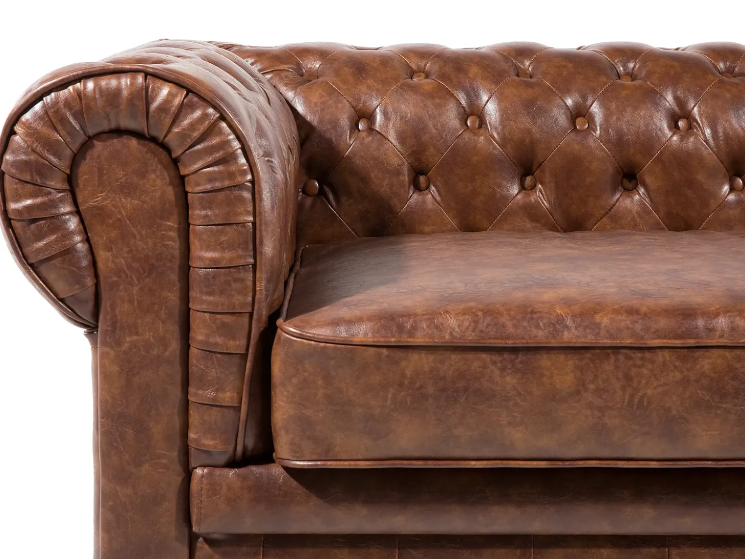Hot Sofa dla 3 osób CHESTERFIELD Ekoskóra Złoty brąz Kolekcje Sof|Sofy Skórzane