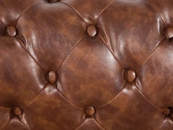 Hot Sofa dla 3 osób CHESTERFIELD Ekoskóra Złoty brąz Kolekcje Sof|Sofy Skórzane