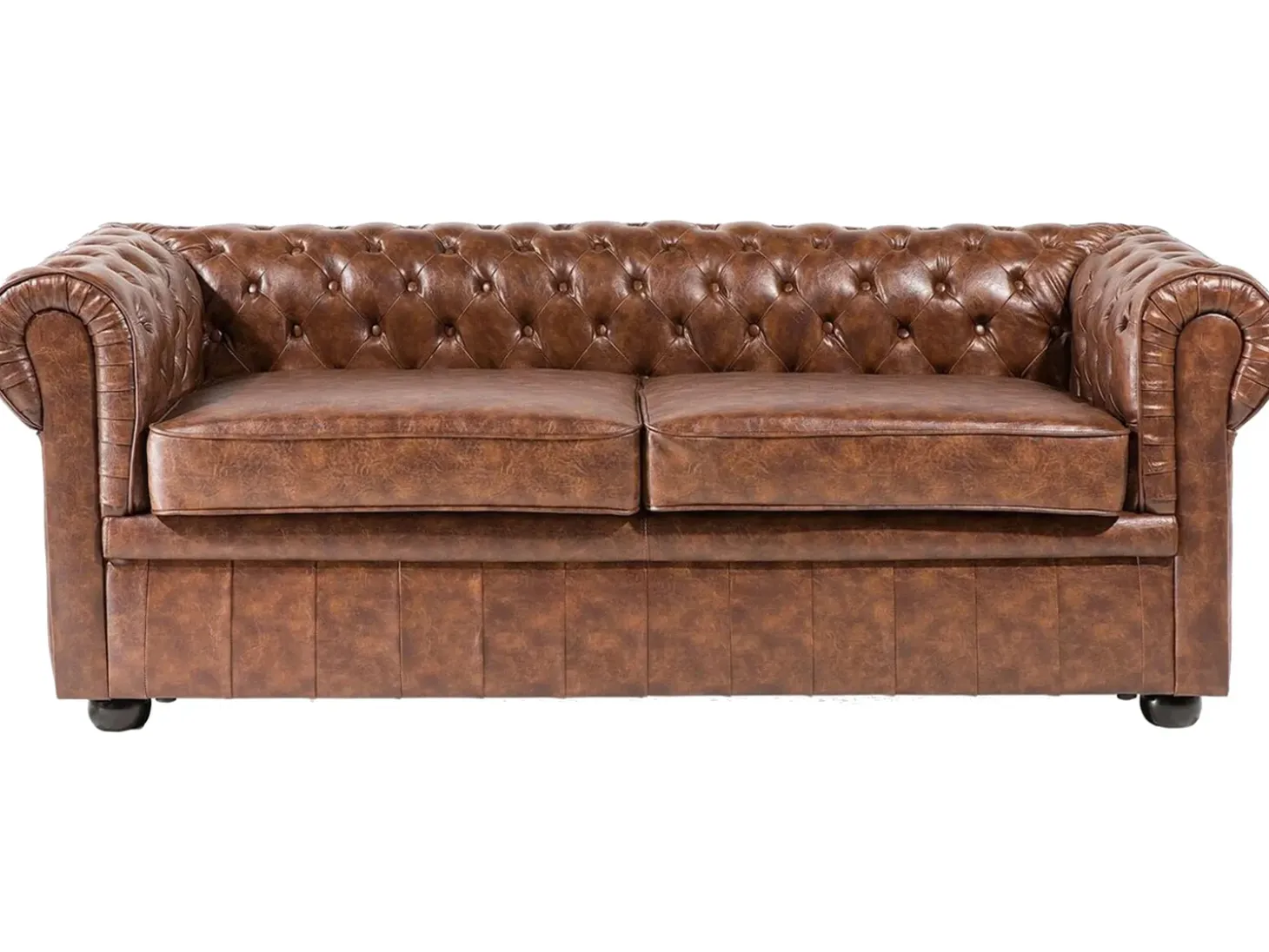 Hot Sofa dla 3 osób CHESTERFIELD Ekoskóra Złoty brąz Kolekcje Sof|Sofy Skórzane