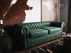 Sofa dla 3 osób CHESTERFIELD Ekoskóra Zielony Kolekcje Sof|Sofy Skórzane