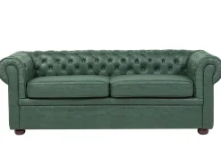 Sofa dla 3 osób CHESTERFIELD Ekoskóra Zielony Kolekcje Sof|Sofy Skórzane