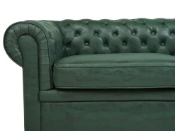 Sofa dla 3 osób CHESTERFIELD Ekoskóra Zielony Kolekcje Sof|Sofy Skórzane