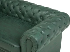 Sofa dla 3 osób CHESTERFIELD Ekoskóra Zielony Kolekcje Sof|Sofy Skórzane