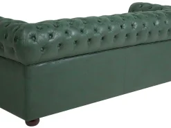 Sofa dla 3 osób CHESTERFIELD Ekoskóra Zielony Kolekcje Sof|Sofy Skórzane
