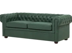 Sofa dla 3 osób CHESTERFIELD Ekoskóra Zielony Kolekcje Sof|Sofy Skórzane