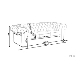 Best Sofa dla 3 osób CHESTERFIELD Jasnozielony Sofy Tapicerowane|Kolekcje Sof
