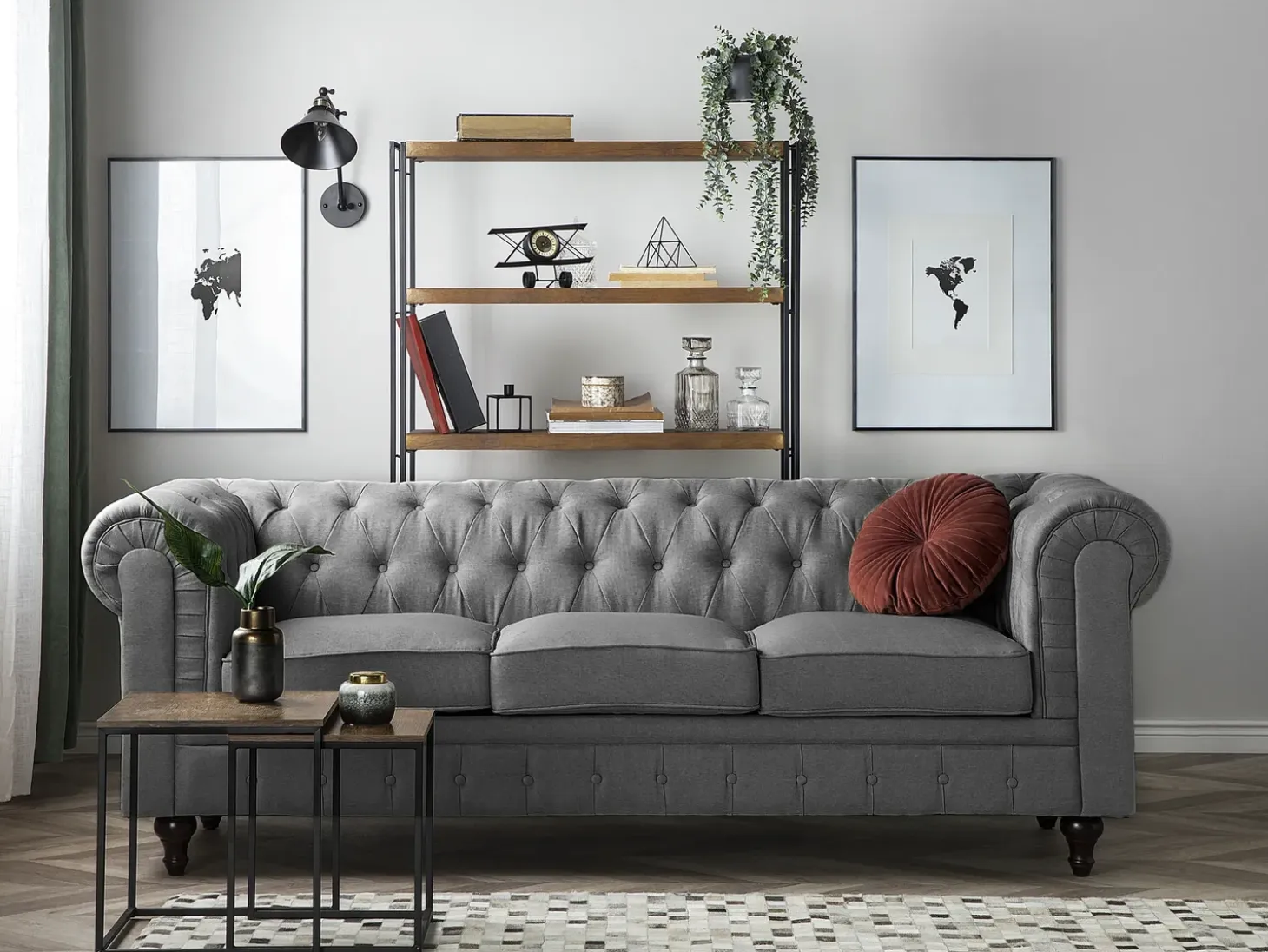 Hot Sofa dla 3 osób CHESTERFIELD Jasnoszary Sofy Tapicerowane|Kolekcje Sof
