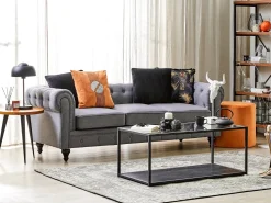 Hot Sofa dla 3 osób CHESTERFIELD Jasnoszary Sofy Tapicerowane|Kolekcje Sof
