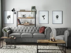 Hot Sofa dla 3 osób CHESTERFIELD Jasnoszary Sofy Tapicerowane|Kolekcje Sof