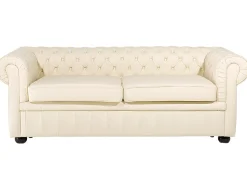 Sofa dla 3 osób CHESTERFIELD Skóra naturalna Jasnobeżowy