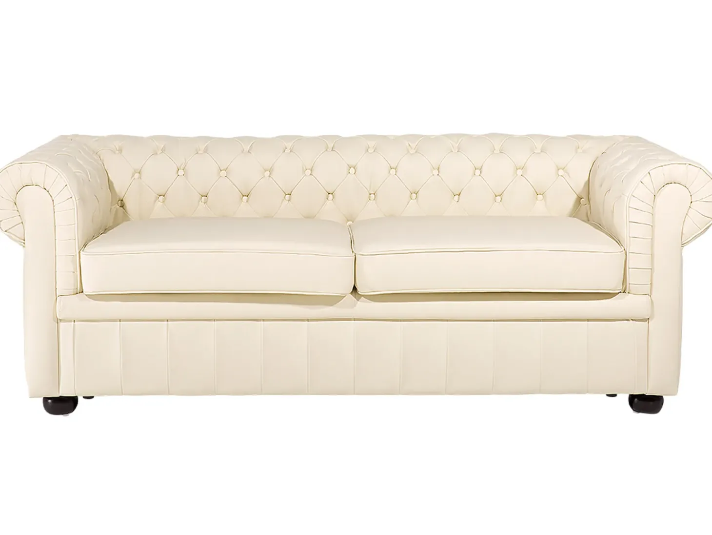 Sofa dla 3 osób CHESTERFIELD Skóra naturalna Jasnobeżowy