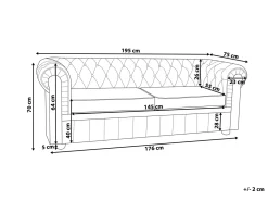 Sofa dla 3 osób CHESTERFIELD Skóra naturalna Jasnobeżowy