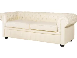 Sofa dla 3 osób CHESTERFIELD Skóra naturalna Jasnobeżowy