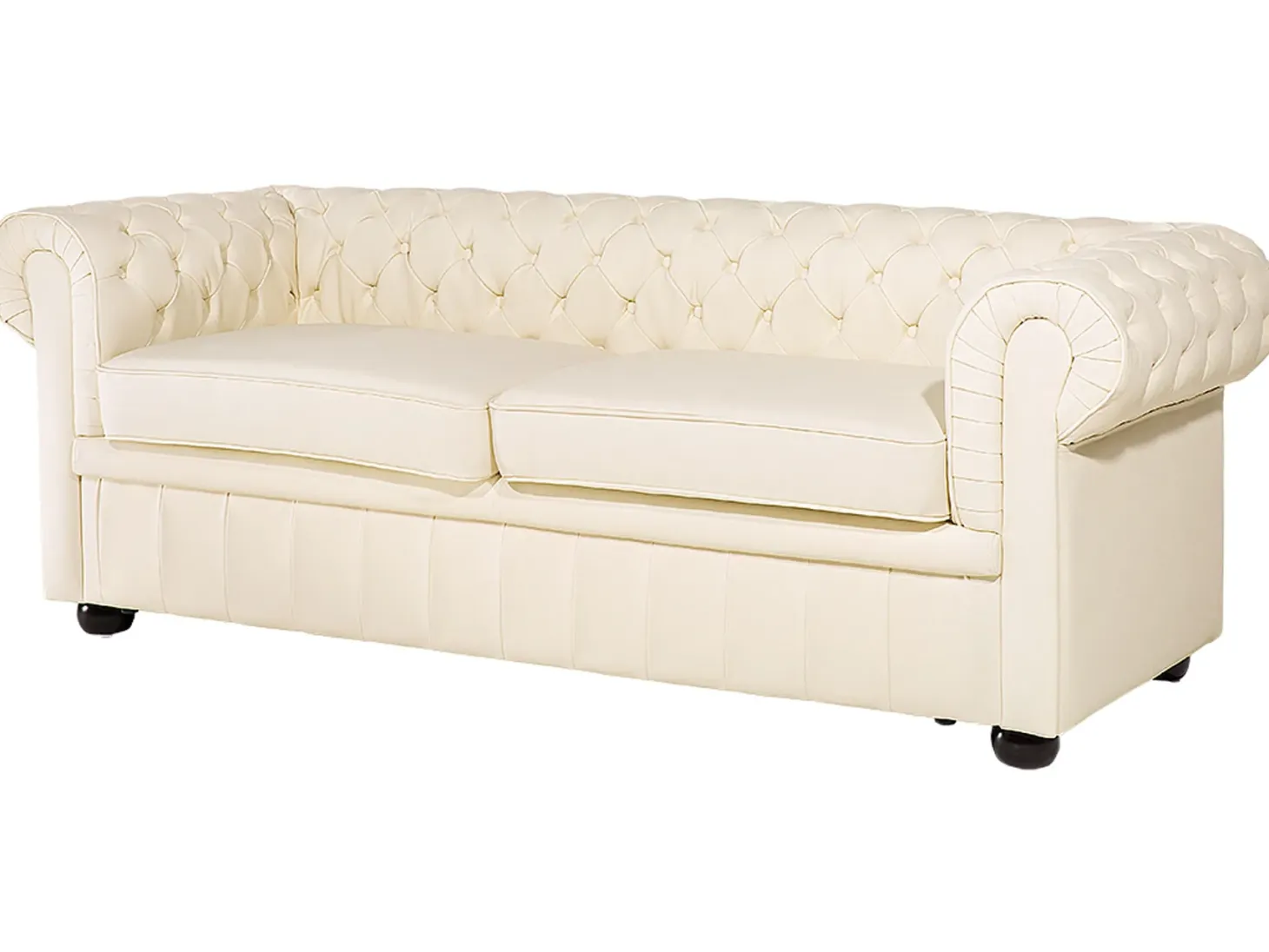 Sofa dla 3 osób CHESTERFIELD Skóra naturalna Jasnobeżowy