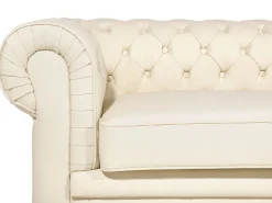 Sofa dla 3 osób CHESTERFIELD Skóra naturalna Jasnobeżowy