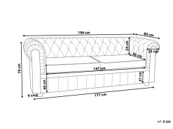 Discount Sofa dla 3 osób CHESTERFIELD Skóra naturalna Czarny Kolekcje Sof|Sofy Skórzane