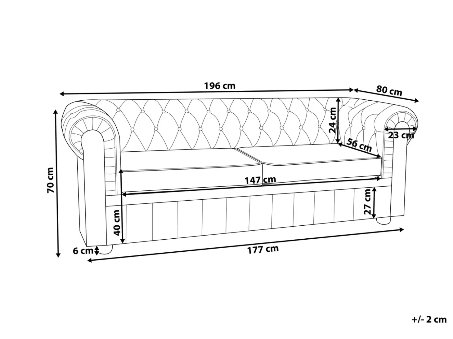 Discount Sofa dla 3 osób CHESTERFIELD Skóra naturalna Czarny Kolekcje Sof|Sofy Skórzane