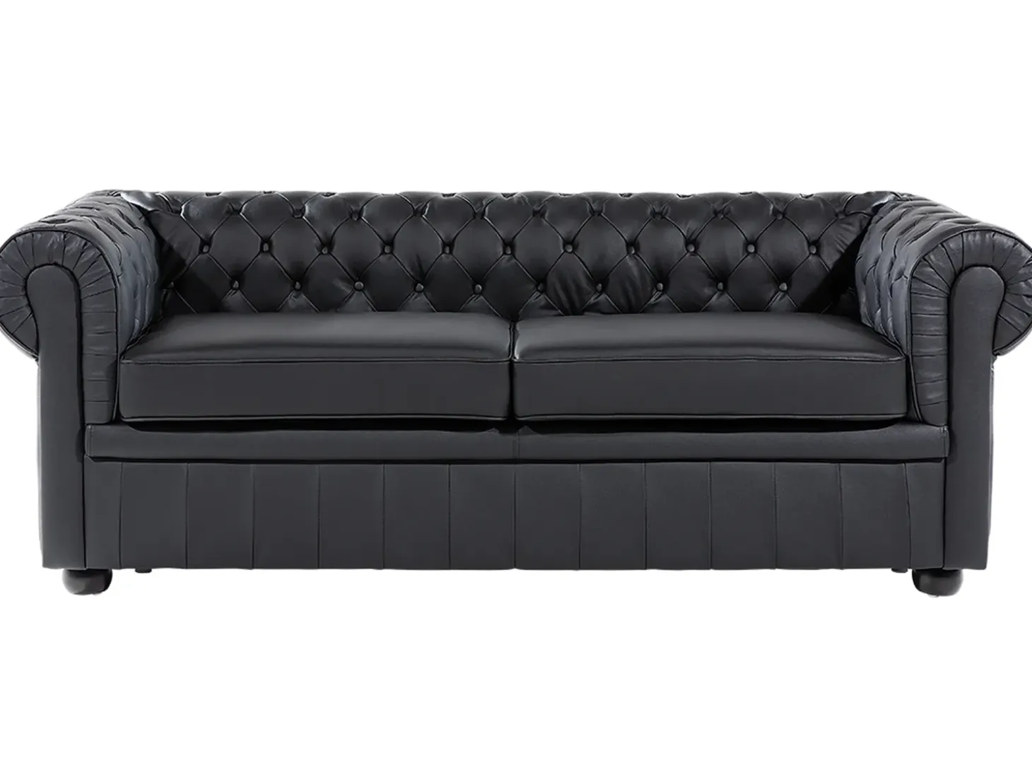 Discount Sofa dla 3 osób CHESTERFIELD Skóra naturalna Czarny Kolekcje Sof|Sofy Skórzane
