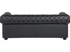 Discount Sofa dla 3 osób CHESTERFIELD Skóra naturalna Czarny Kolekcje Sof|Sofy Skórzane