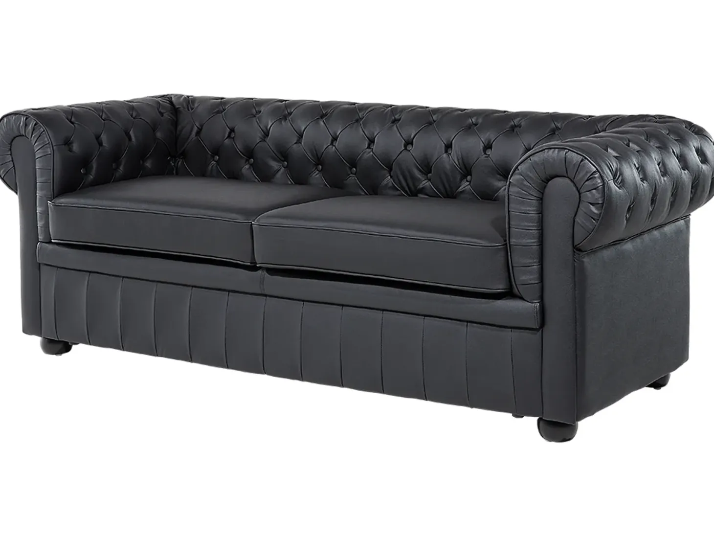 Discount Sofa dla 3 osób CHESTERFIELD Skóra naturalna Czarny Kolekcje Sof|Sofy Skórzane