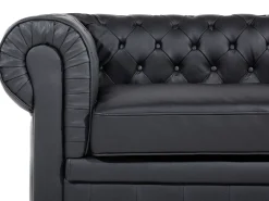 Discount Sofa dla 3 osób CHESTERFIELD Skóra naturalna Czarny Kolekcje Sof|Sofy Skórzane