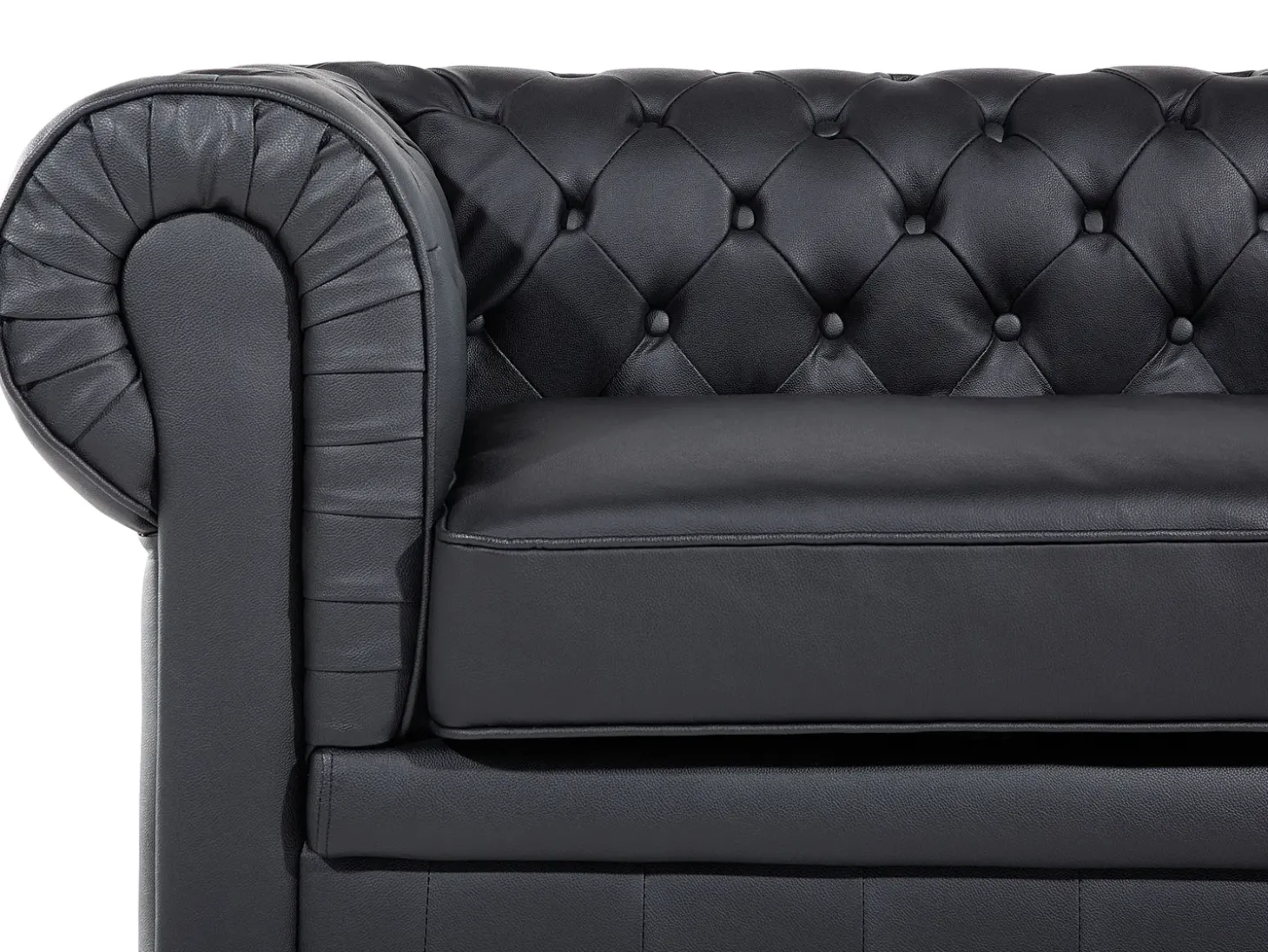 Discount Sofa dla 3 osób CHESTERFIELD Skóra naturalna Czarny Kolekcje Sof|Sofy Skórzane