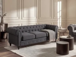 Discount Sofa dla 3 osób CHESTERFIELD Szary Sofy Tapicerowane|Kolekcje Sof