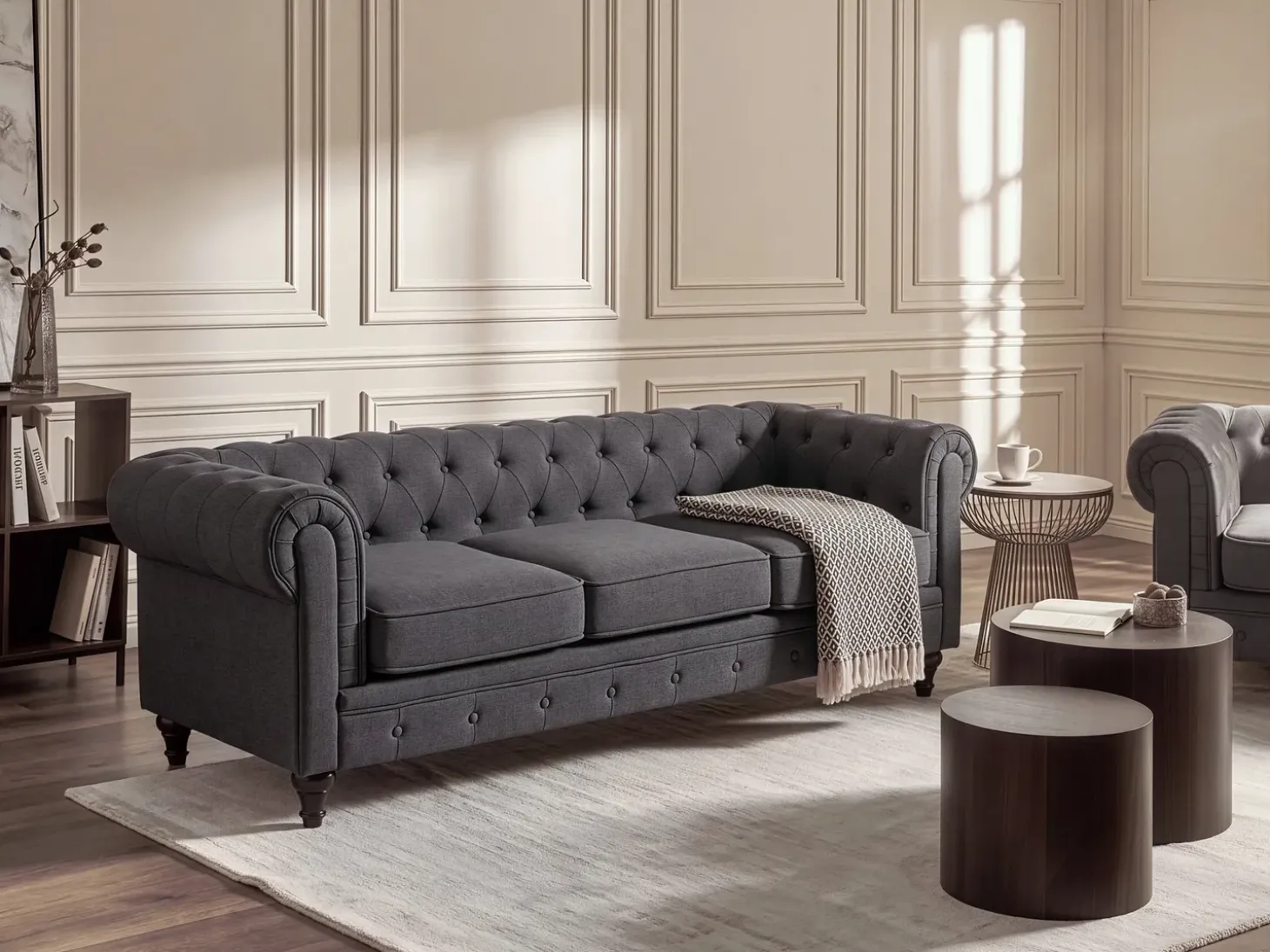 Discount Sofa dla 3 osób CHESTERFIELD Szary Sofy Tapicerowane|Kolekcje Sof