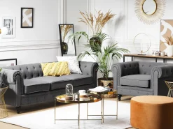 Discount Sofa dla 3 osób CHESTERFIELD Szary Sofy Tapicerowane|Kolekcje Sof