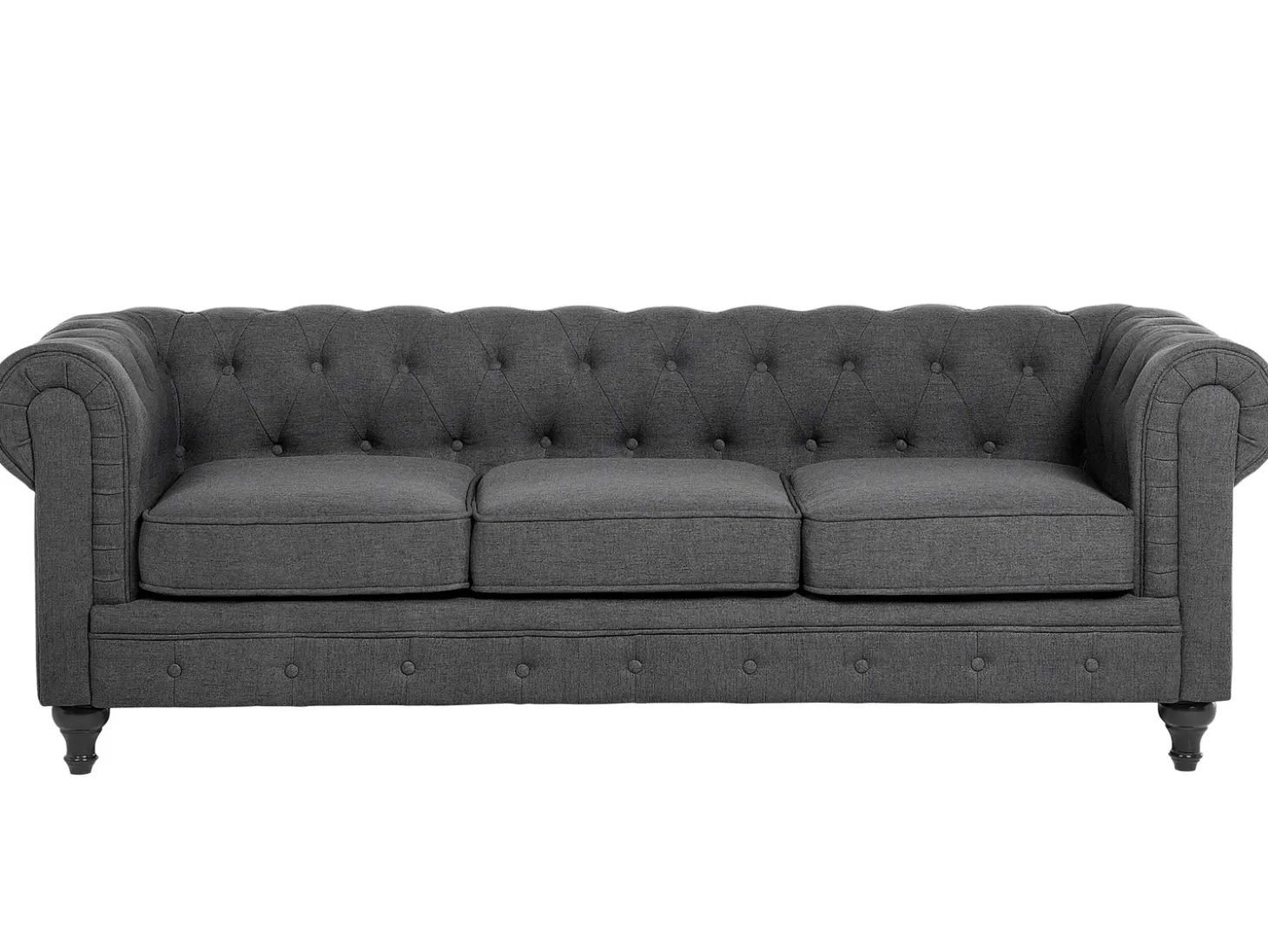 Discount Sofa dla 3 osób CHESTERFIELD Szary Sofy Tapicerowane|Kolekcje Sof