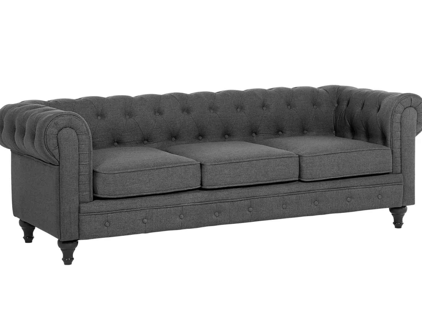 Discount Sofa dla 3 osób CHESTERFIELD Szary Sofy Tapicerowane|Kolekcje Sof