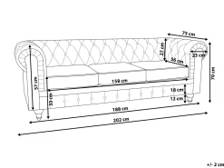 Discount Sofa dla 3 osób CHESTERFIELD Szary Sofy Tapicerowane|Kolekcje Sof