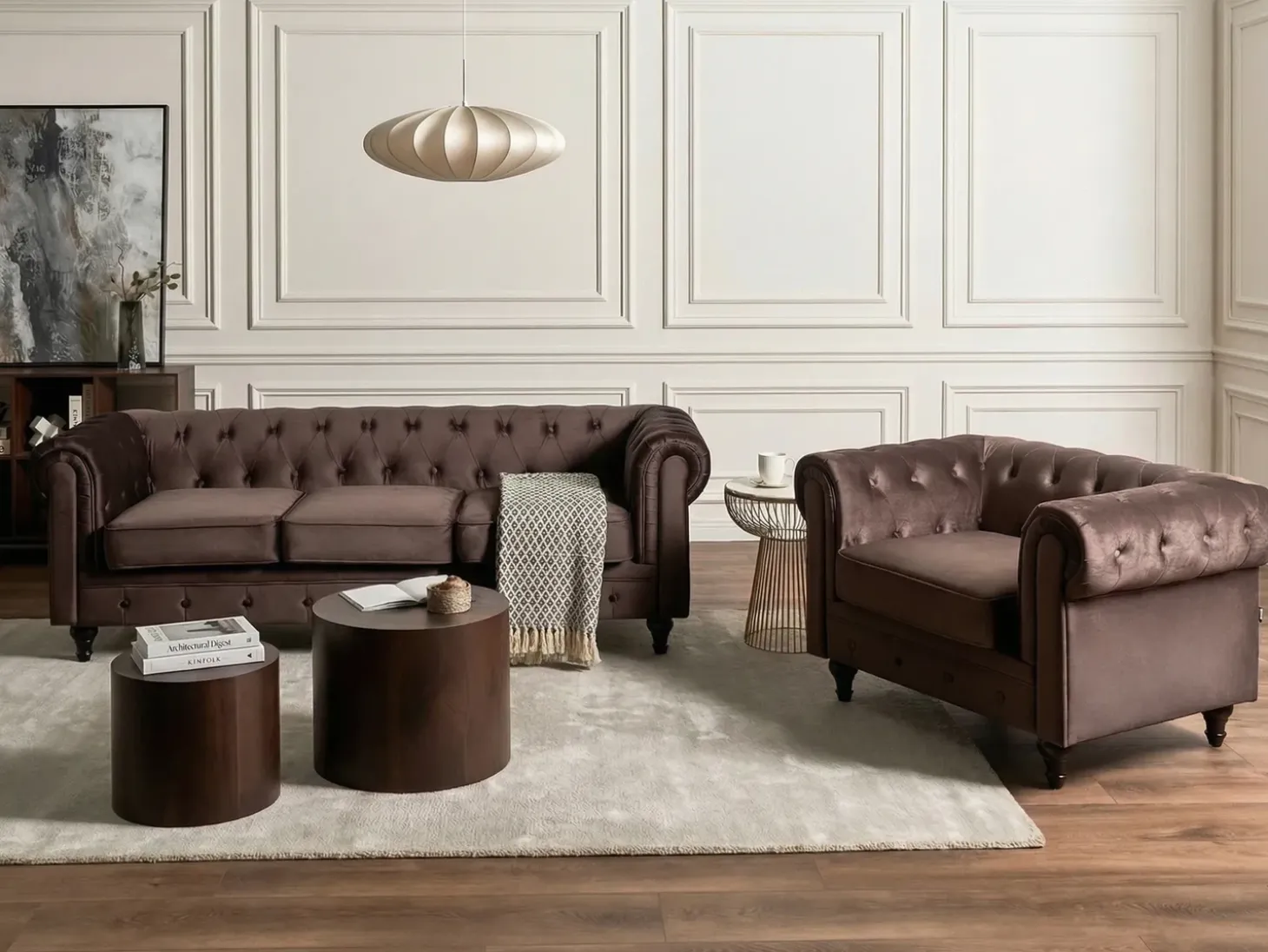 Online Sofa dla 3 osób CHESTERFIELD Welur Ciemno Sofy Tapicerowane|Kolekcje Sof